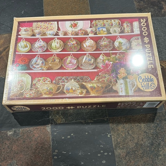 New in box! Cobble Hill 2000 piece puzzle tea cups and saucers. - Picture 1 of 6